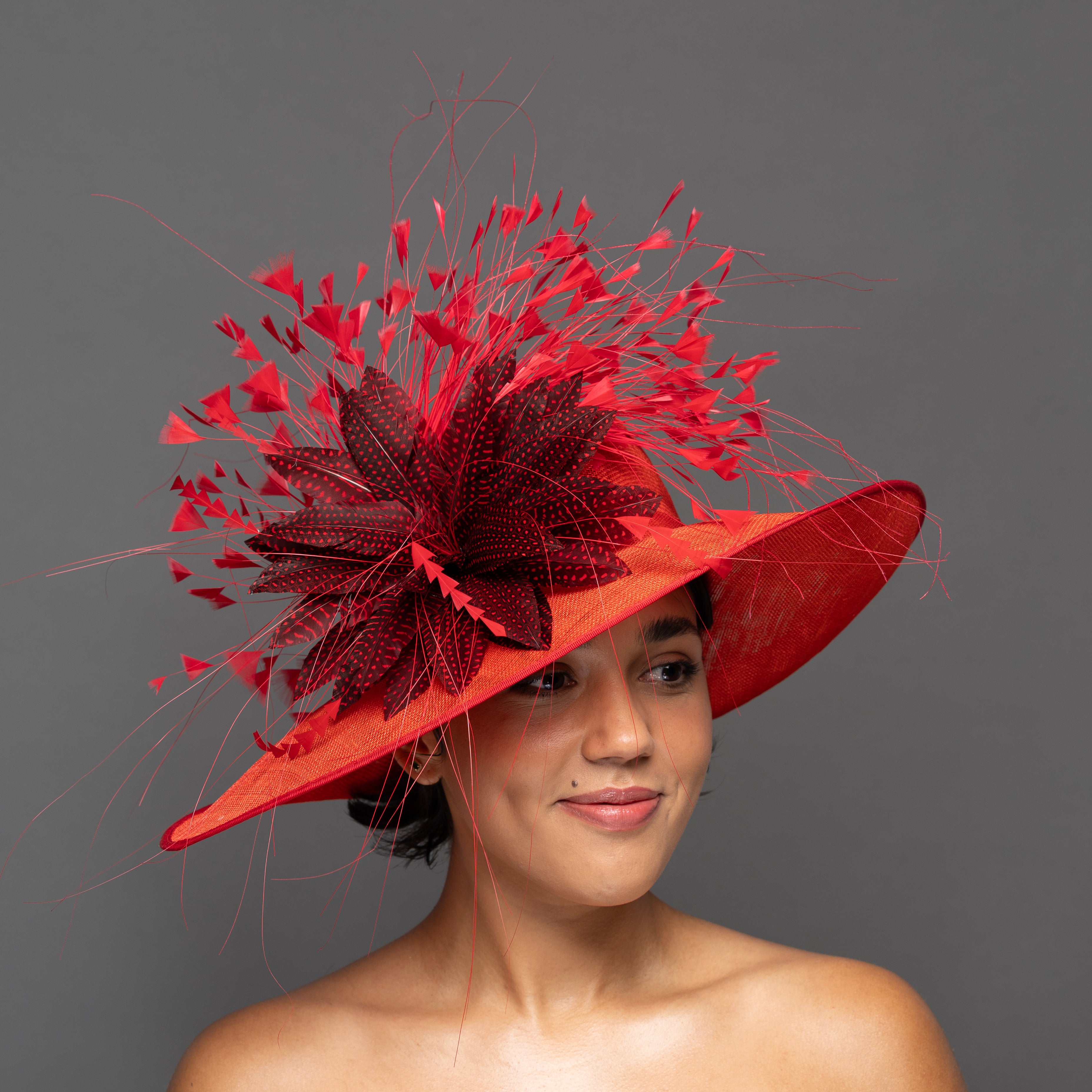 Red Butterfly ? Fascinator Kentucky Derby Hat Orange Fascinator- Butterfly Hat- Derby Day- Mad Hatter  main image 2