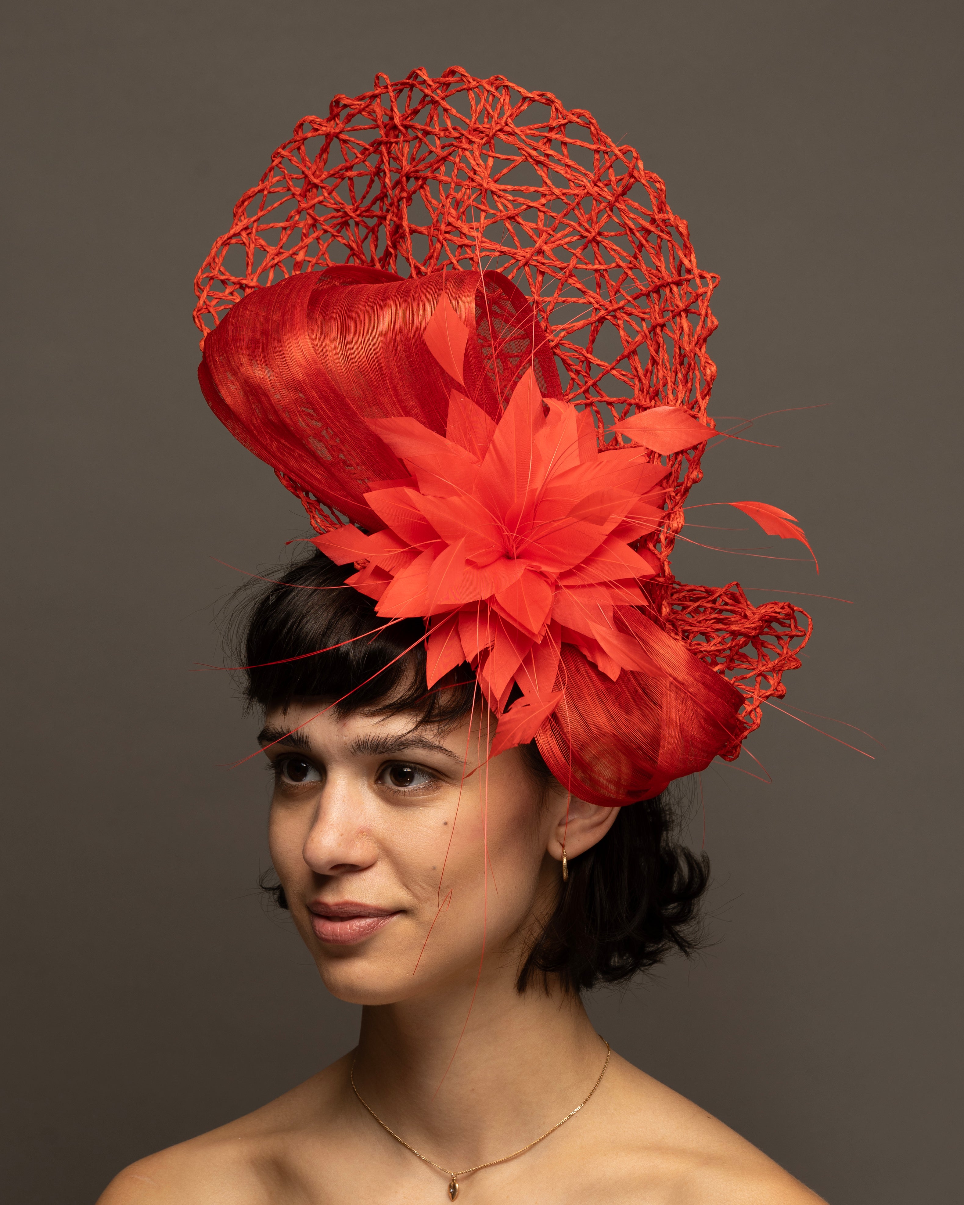 Red Kentucky Derby Fascinator Bridal Hat Silk Bow | AMELIA  display picture 1