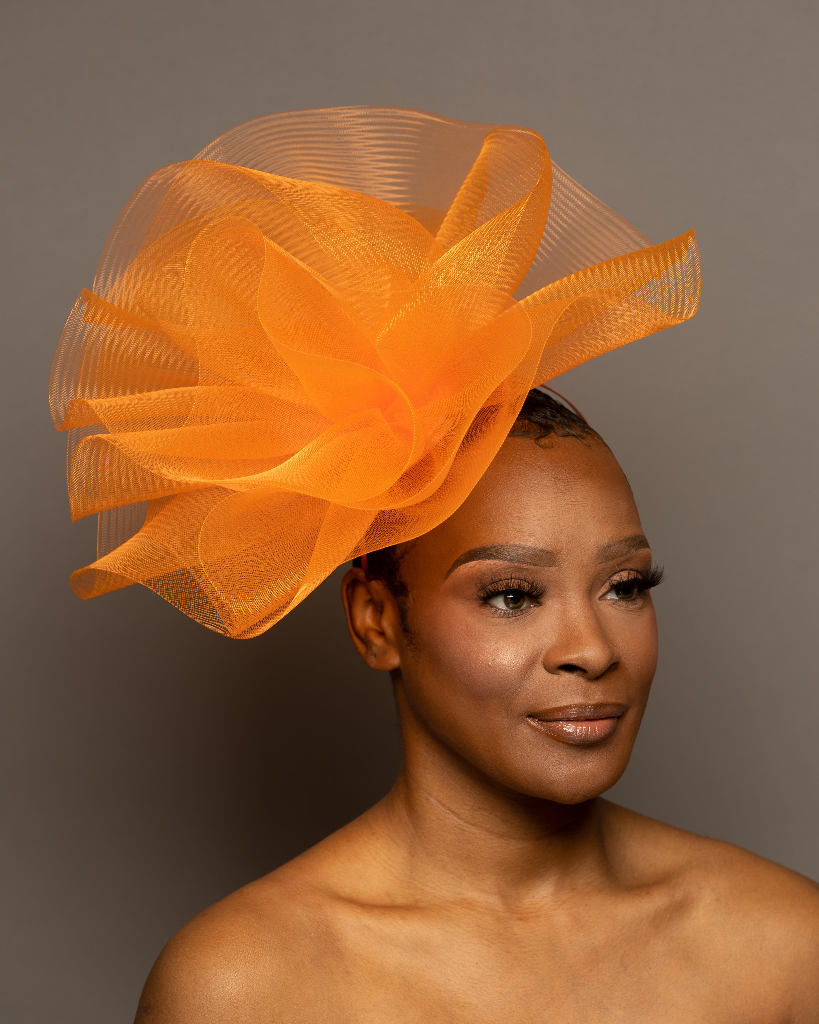 orange dress hat Orange pillbox dress hat/Shenoe Collections