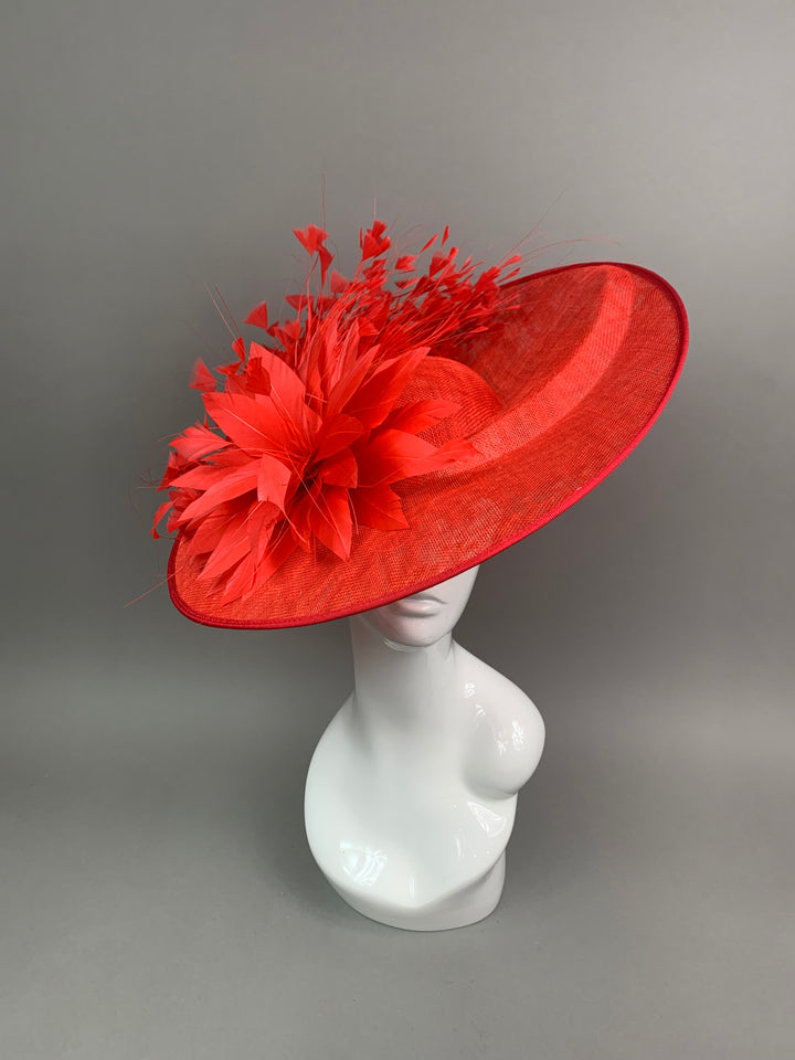 THG7439 - Tomato Red & Red Fascinator