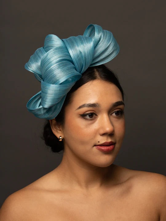 Stunning blue orchid air hostess fascinator with silk abaca loops! newest Made to order!