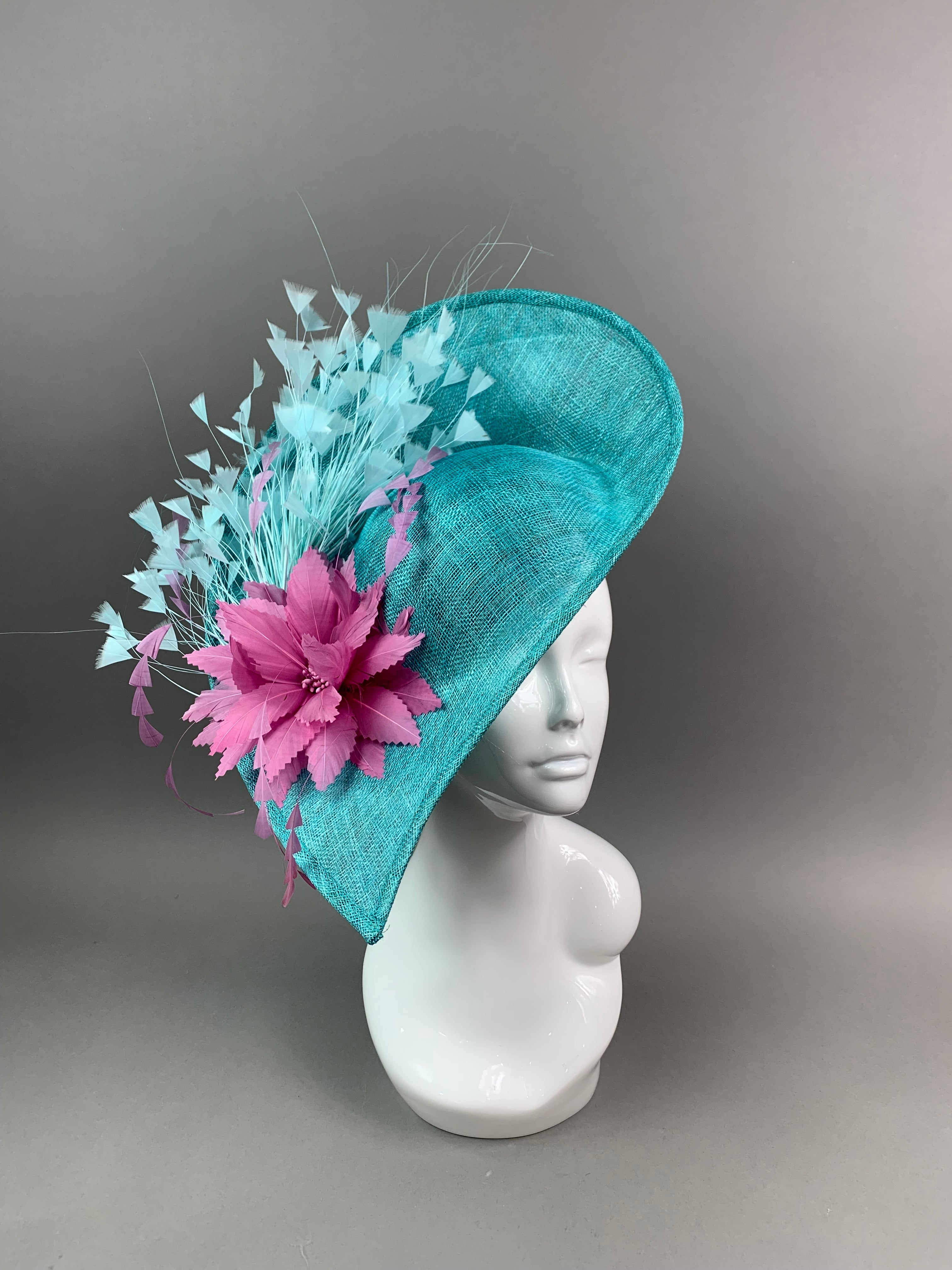 THG7461 - Aqua Blue & Mauve Pink Fascinator