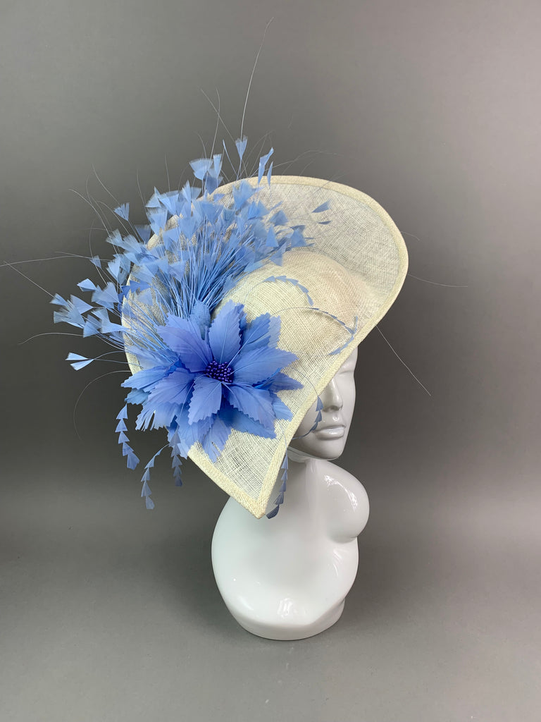 THG7462 - Cornflower Blue & Ivory Fascinator – The Hat Girls display picture 3