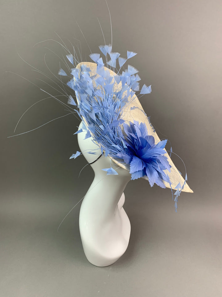 THG7462 - Cornflower Blue & Ivory Fascinator