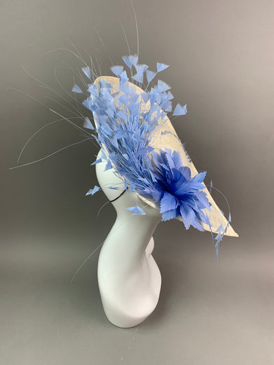 THG7462 - Cornflower Blue & Ivory Fascinator
