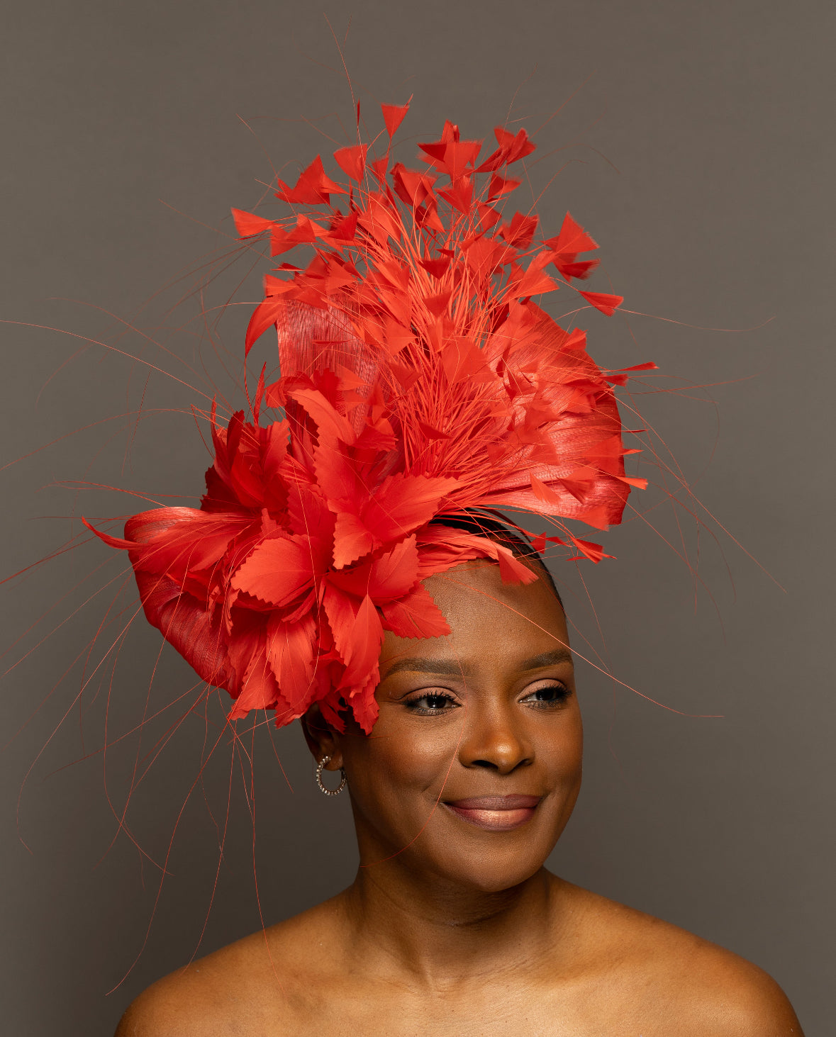Emily White - Red Fascinator