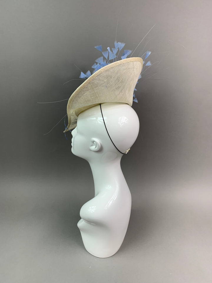 THG7462 - Cornflower Blue & Ivory Fascinator