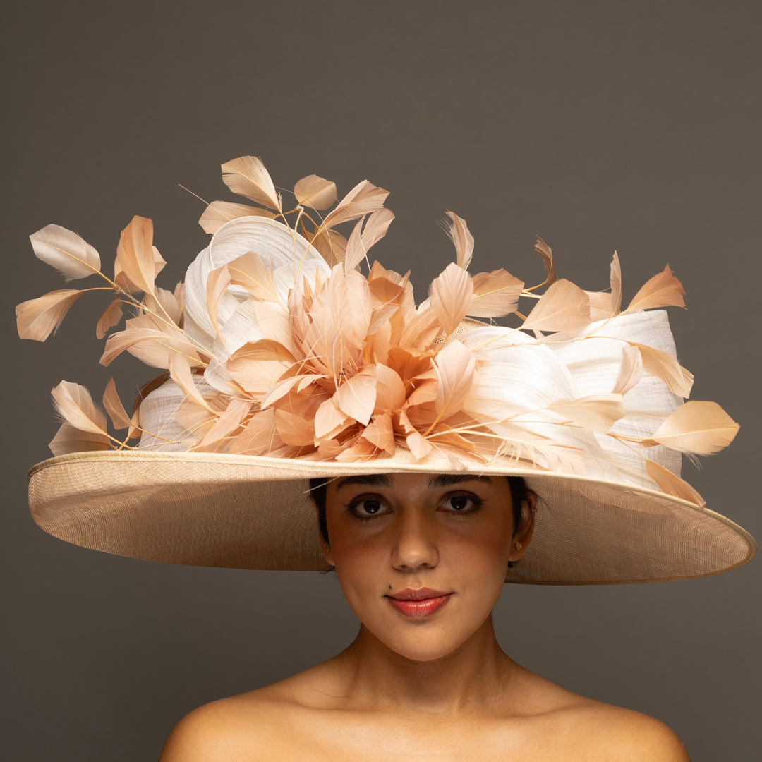 Ivory & Nude Derby Hat – Elegant Style | The Hat Girls display picture 3