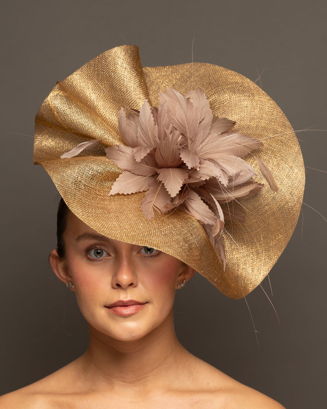 Belle Blush Fascinator Derby Hat with Flower Bouquet