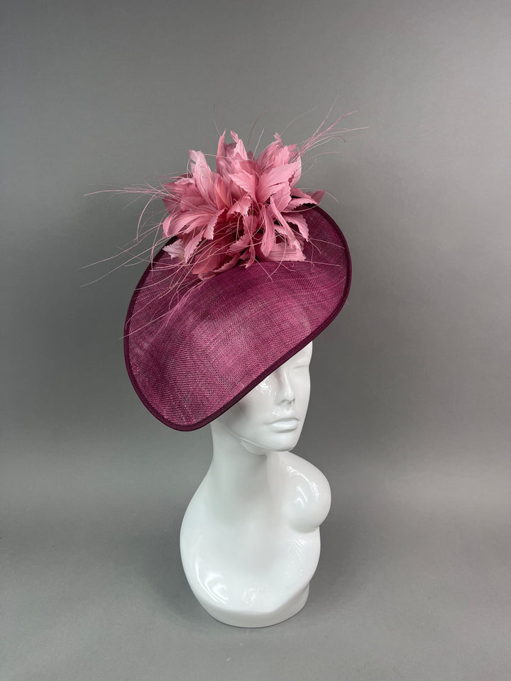 THG7480 - Merlot & Rose Pink Fascinator
