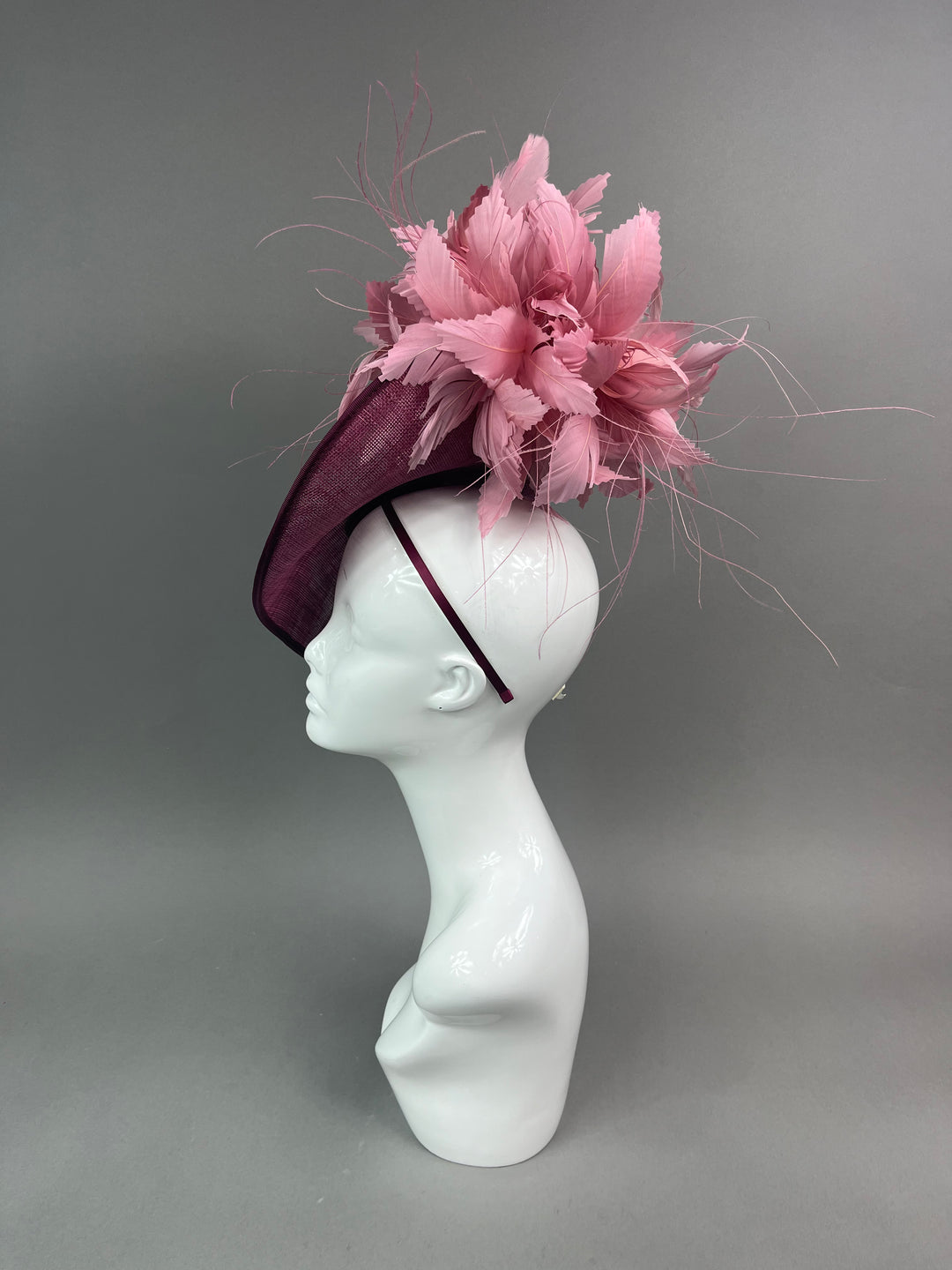 THG7480 - Merlot & Rose Pink Fascinator