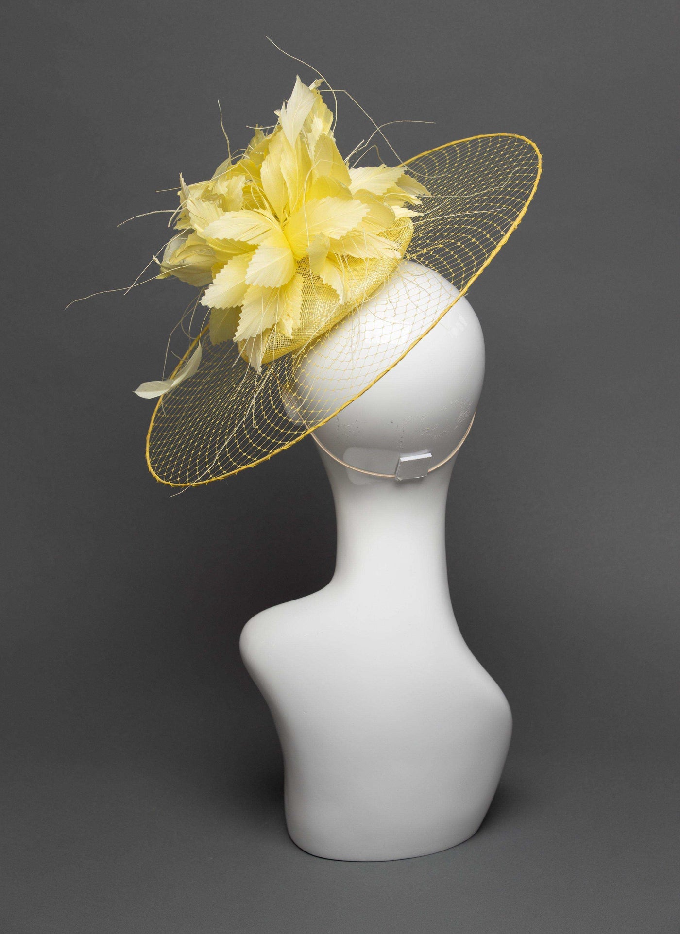 THG2749 - Yellow Headpiece with Yellow Goose Feathers - The Hat Girls