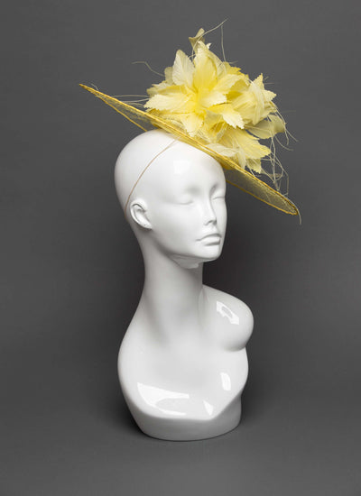 THG2749 - Yellow Headpiece with Yellow Goose Feathers - The Hat Girls