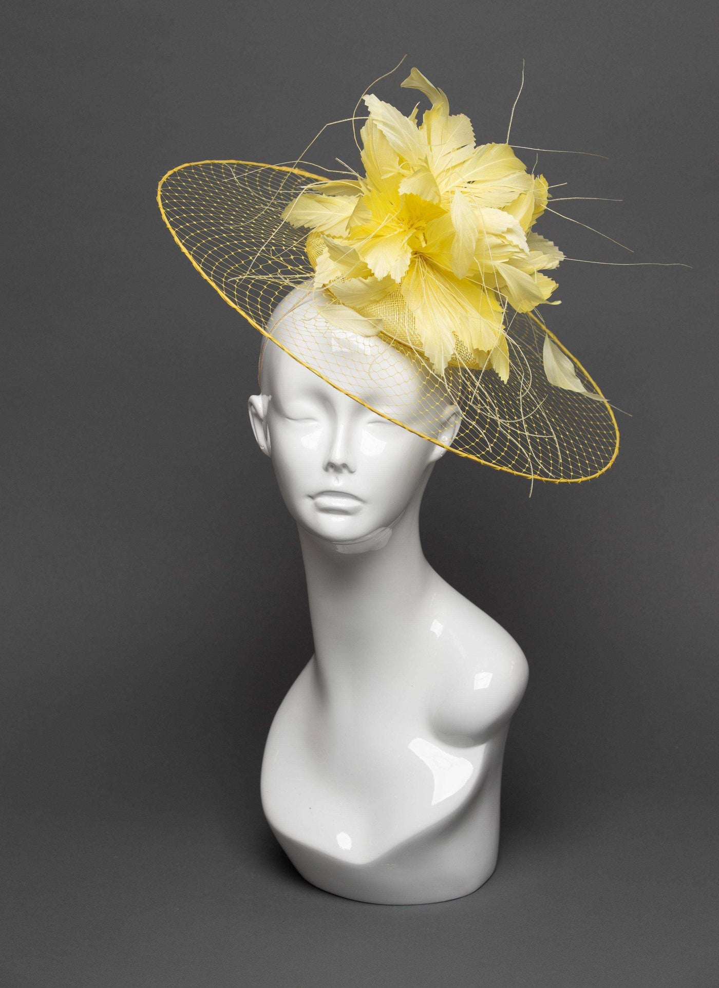 THG2749 - Yellow Headpiece with Yellow Goose Feathers - The Hat Girls